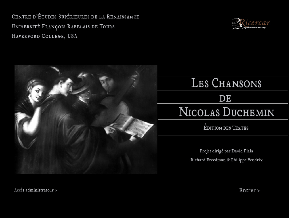 Les chansons de Nicolas Duchemin, édition des textes