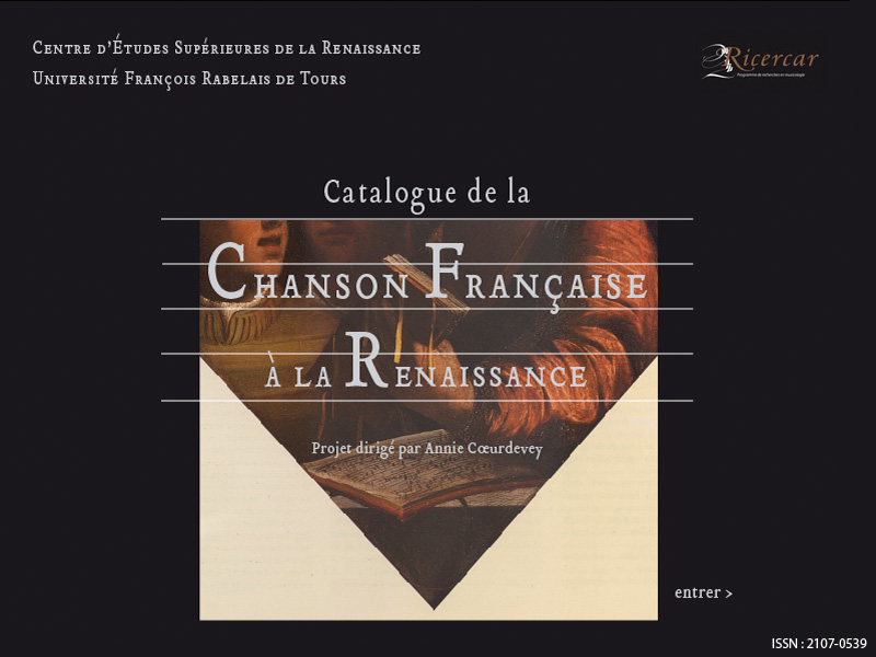 Catalogue de la Chanson Française à la Renaissance